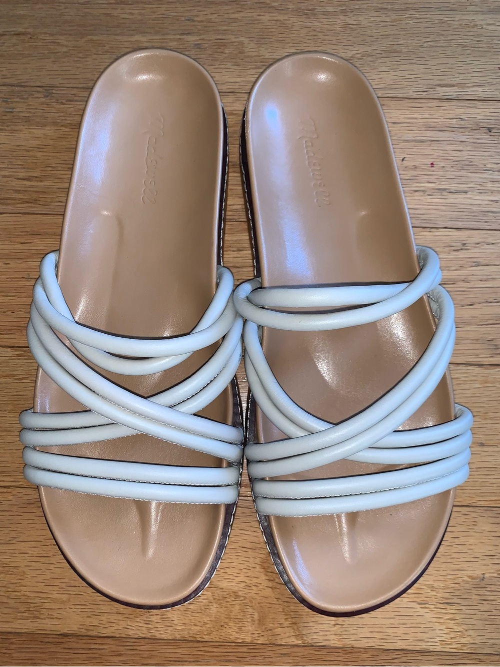 Madewell Women’s Off-White Strappy Slide Sandals, Size 10.